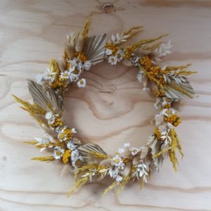 droogbloemenkrans geel vol