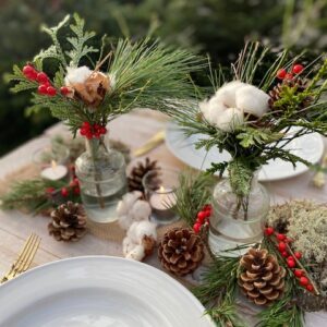 Tafelbox ‘Natuurlijke Kerst’ – Complete kersttafelversiering in een doos