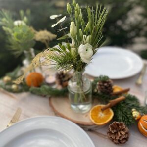 Tafelbox ‘Gouden randje’ – Complete kersttafelversiering in een doos